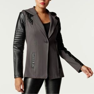 BLANC NOIR Hooded Single-Button Moto Jacket